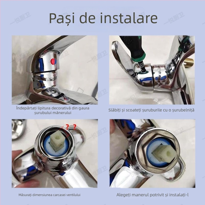 Mâner robinet pentru chiuvetă și bucătărie, amestec apă caldă/rece, aliaj, stil modern minimalist