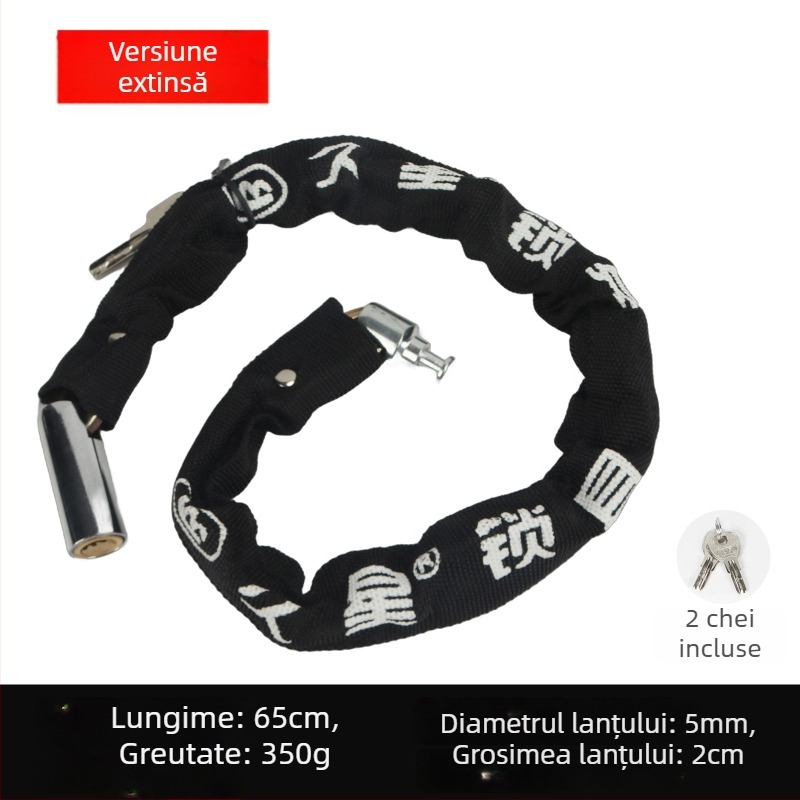 Zăvor lanț pentru biciclete și motociclete, protecție anti-furt, cilindru de închidere din cupru pur, modele 6608-1, 6610-1, 6612-1, 6615-1