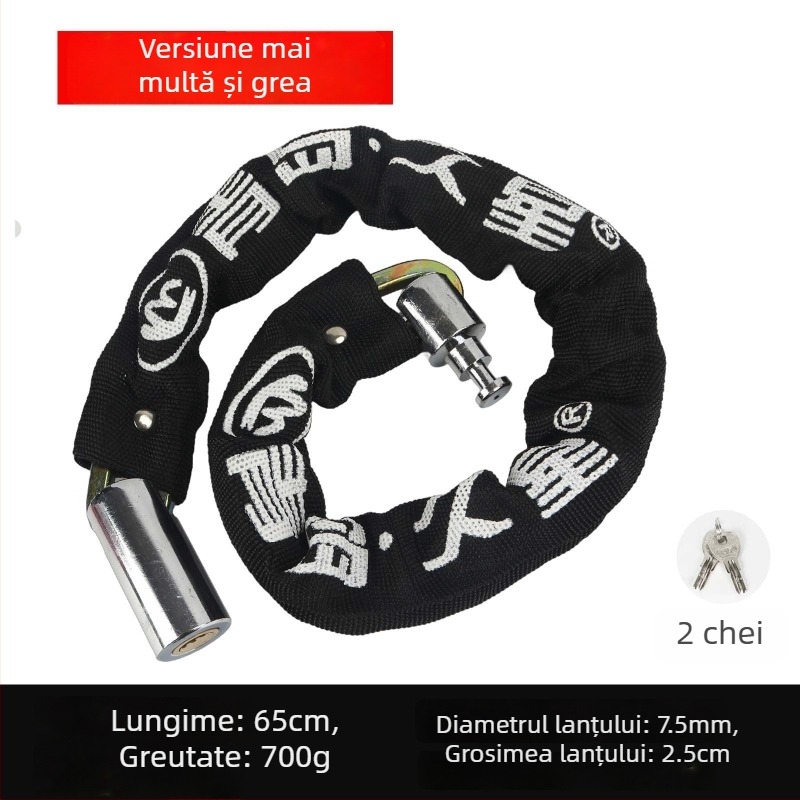 Zăvor lanț pentru biciclete și motociclete, protecție anti-furt, cilindru de închidere din cupru pur, modele 6608-1, 6610-1, 6612-1, 6615-1