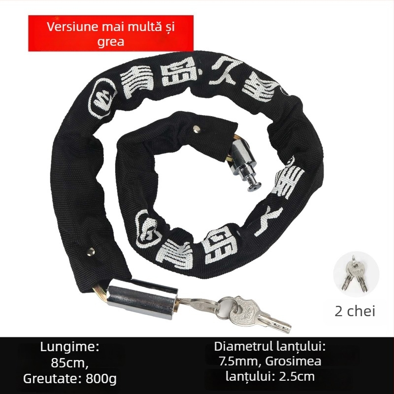 Zăvor lanț pentru biciclete și motociclete, protecție anti-furt, cilindru de închidere din cupru pur, modele 6608-1, 6610-1, 6612-1, 6615-1