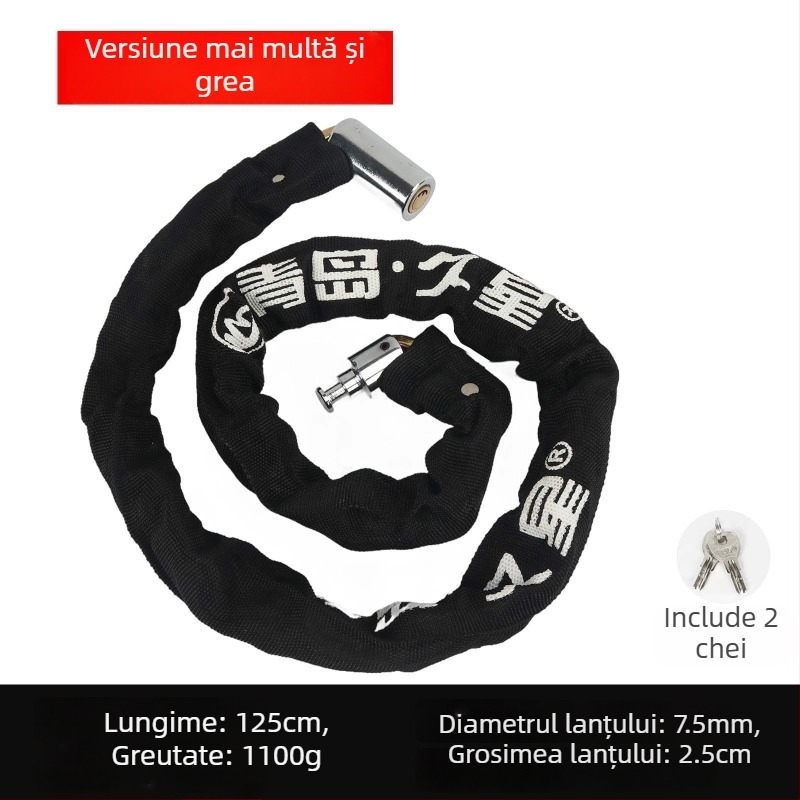 Zăvor lanț pentru biciclete și motociclete, protecție anti-furt, cilindru de închidere din cupru pur, modele 6608-1, 6610-1, 6612-1, 6615-1