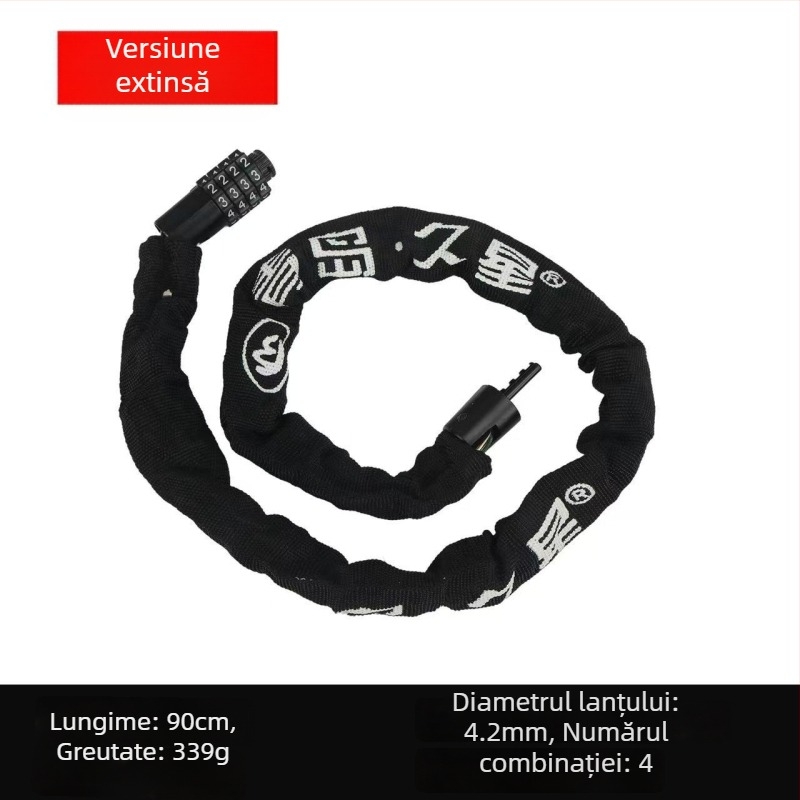 Zăvor lanț pentru biciclete și motociclete, protecție anti-furt, cilindru de închidere din cupru pur, modele 6608-1, 6610-1, 6612-1, 6615-1