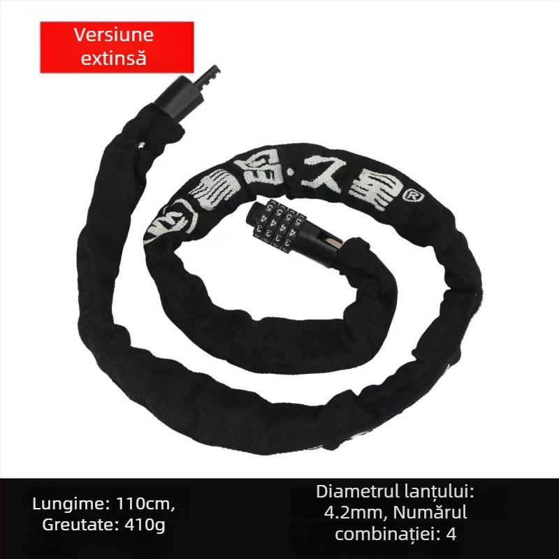 Zăvor lanț pentru biciclete și motociclete, protecție anti-furt, cilindru de închidere din cupru pur, modele 6608-1, 6610-1, 6612-1, 6615-1