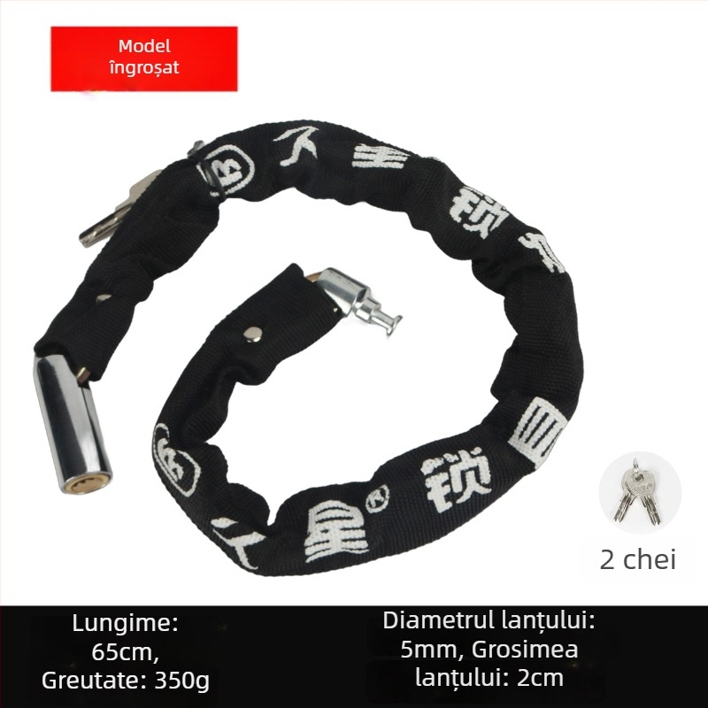 Zăvor lanț pentru biciclete și motociclete, protecție anti-furt, cilindru de închidere din cupru pur, modele 6608-1, 6610-1, 6612-1, 6615-1