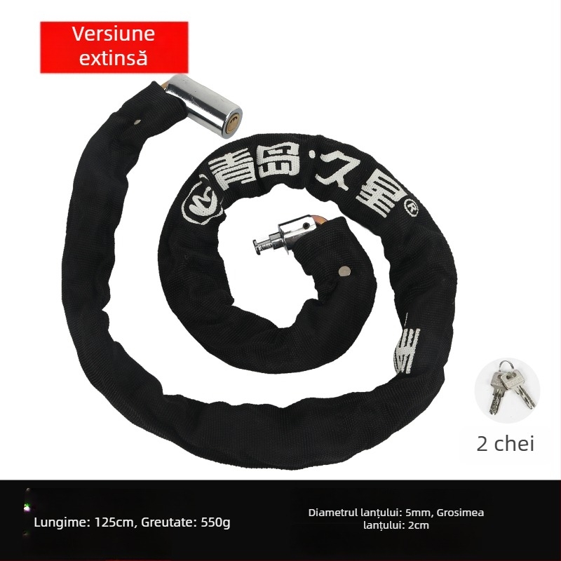 Zăvor lanț pentru biciclete și motociclete, protecție anti-furt, cilindru de închidere din cupru pur, modele 6608-1, 6610-1, 6612-1, 6615-1