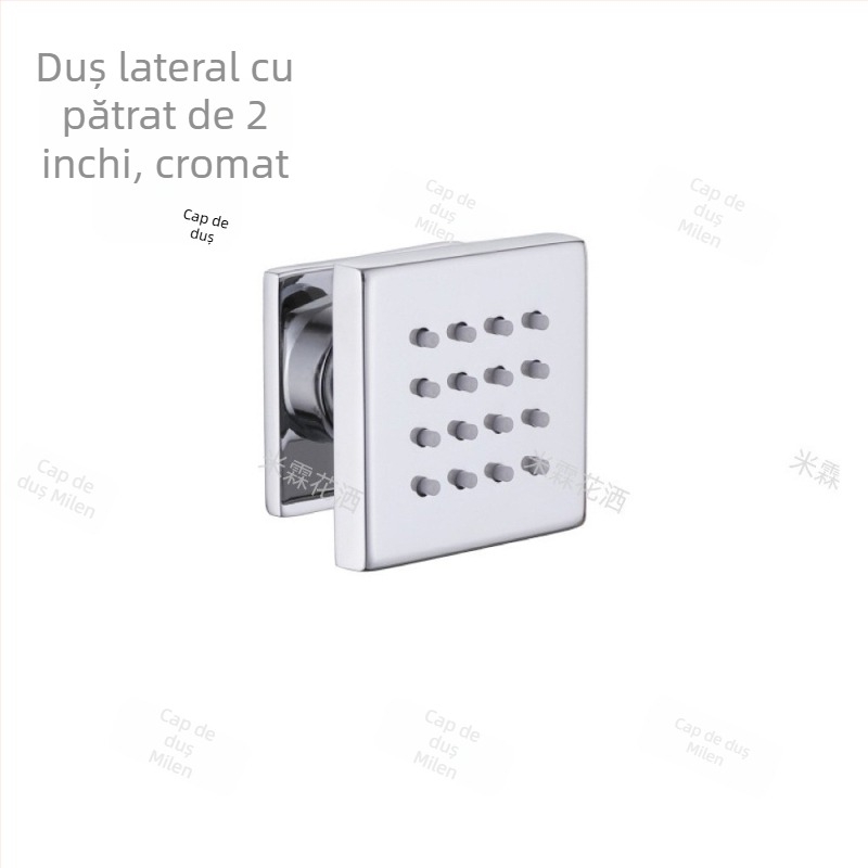 Cap de duș încastrat, pătrat sau rotund, rotativ și reglabil, din oțel inoxidabil, jet superior, funcție masaj, design modern minimalist