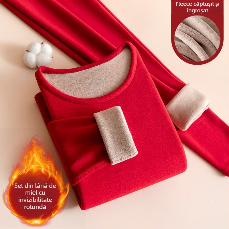 Set termic unisex din acril Derong – Top cu mâneci lungi și pantaloni, model solid, acril 90–95%