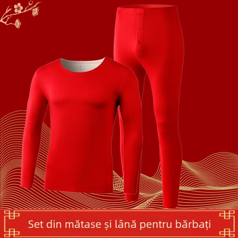 Set termic unisex din acril Derong – Top cu mâneci lungi și pantaloni, model solid, acril 90–95%