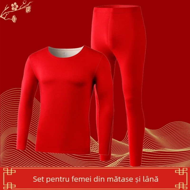 Set termic unisex din acril Derong – Top cu mâneci lungi și pantaloni, model solid, acril 90–95%