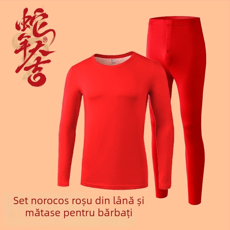 Set termic unisex din acril Derong – Top cu mâneci lungi și pantaloni, model solid, acril 90–95%