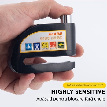 Blocare disc cu alarmă reîncărcabilă pentru bicicletă, aliaj de aluminiu, 281 g, Model D02, Cod articol D01