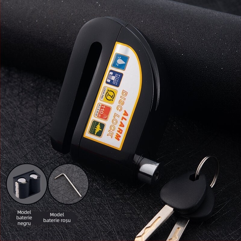 Blocare disc cu alarmă reîncărcabilă pentru bicicletă, aliaj de aluminiu, 281 g, Model D02, Cod articol D01