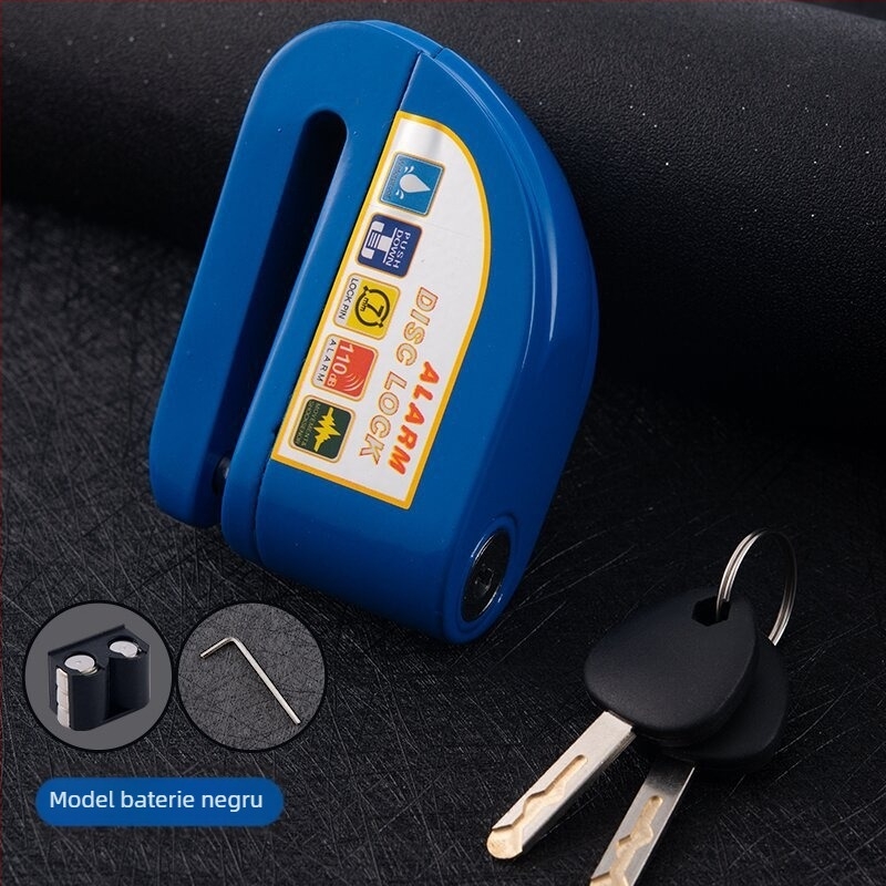 Blocare disc cu alarmă reîncărcabilă pentru bicicletă, aliaj de aluminiu, 281 g, Model D02, Cod articol D01