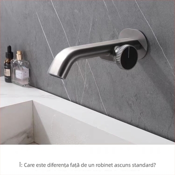 Baterie chiuvetă cu o singură manetă, pentru apă caldă/rece, montaj ascuns, corp din cupru, finisaj electroplacat