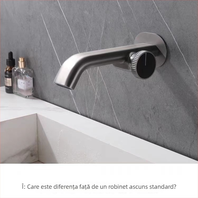 Baterie chiuvetă cu o singură manetă, pentru apă caldă/rece, montaj ascuns, corp din cupru, finisaj electroplacat