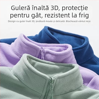 Jachetă cardigan unisex din fleece polar, cu căptușeală din lână de miel – cald pentru toamnă și iarnă