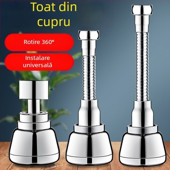 Extensie pentru baterie de bucătărie cu conector de conversie universal, oțel inoxidabil 304, acoperire electroplacată, instalare manuală, model Semi-Copper