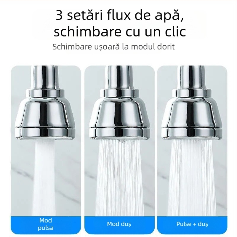Extensie pentru baterie de bucătărie cu conector de conversie universal, oțel inoxidabil 304, acoperire electroplacată, instalare manuală, model Semi-Copper