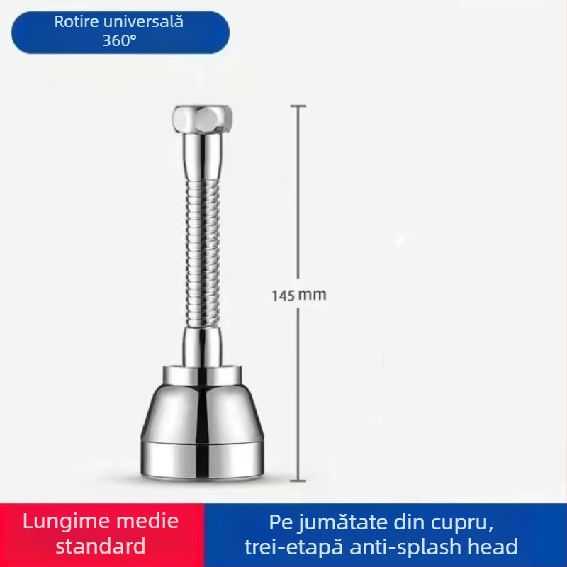 Extensie pentru baterie de bucătărie cu conector de conversie universal, oțel inoxidabil 304, acoperire electroplacată, instalare manuală, model Semi-Copper