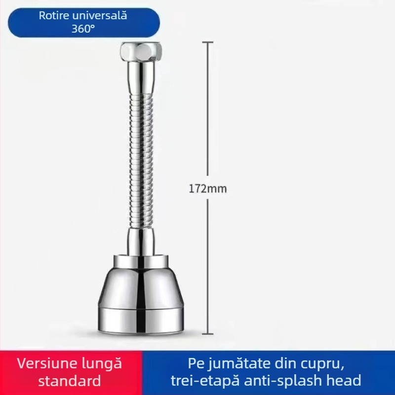 Extensie pentru baterie de bucătărie cu conector de conversie universal, oțel inoxidabil 304, acoperire electroplacată, instalare manuală, model Semi-Copper