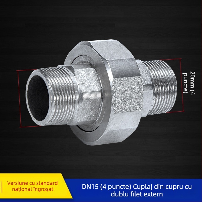 Cuplaj cu filet exterior dublu, fileturi interne și externe, 1 inch, separator de apă