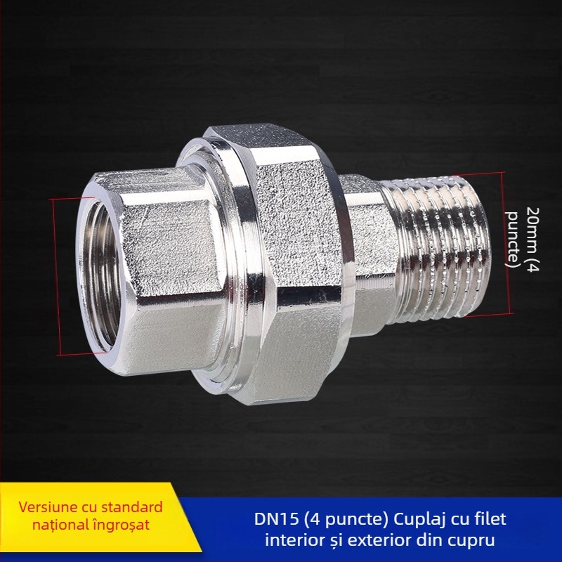 Cuplaj cu filet exterior dublu, fileturi interne și externe, 1 inch, separator de apă
