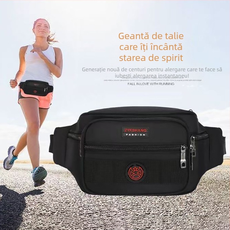 Geantă de talie pentru bărbați, nylon, impermeabilă, culoare uni, căptușeală din poliester