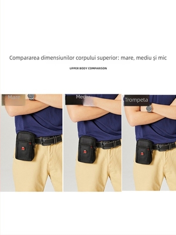 Geantă pentru telefon de bărbați, cu fermoar, din Oxford, formă verticală pătrată, stil street