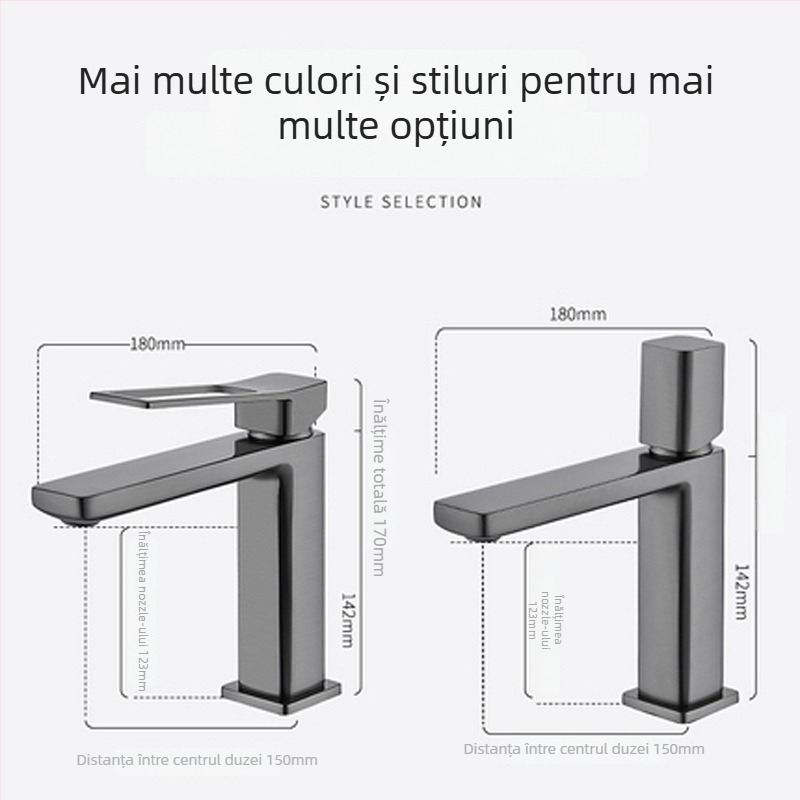 Robinet de chiuvetă din cupru, montat pe blat, cu cartuș ceramic, cu o singură mâner, 0-99°C, 0,8 MPa