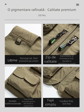 Vesta de lucru pentru fotografie cu logo personalizat, buzunare multiple, panouri din plasă, nylon/poliamid 100%, fermoar, croială lejeră