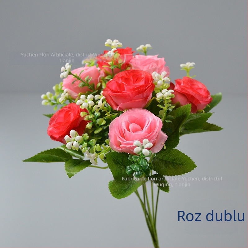 Buchet de trandafiri de mătase Yu Chen — trandafiri artificiali, tulpini stilizate prin turnare prin injecție