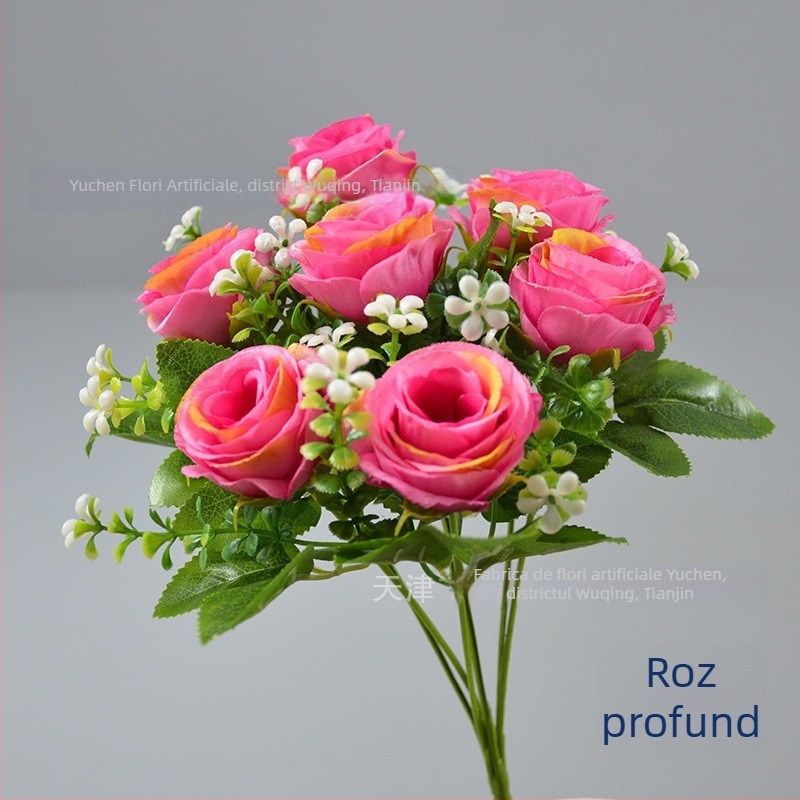 Buchet de trandafiri de mătase Yu Chen — trandafiri artificiali, tulpini stilizate prin turnare prin injecție