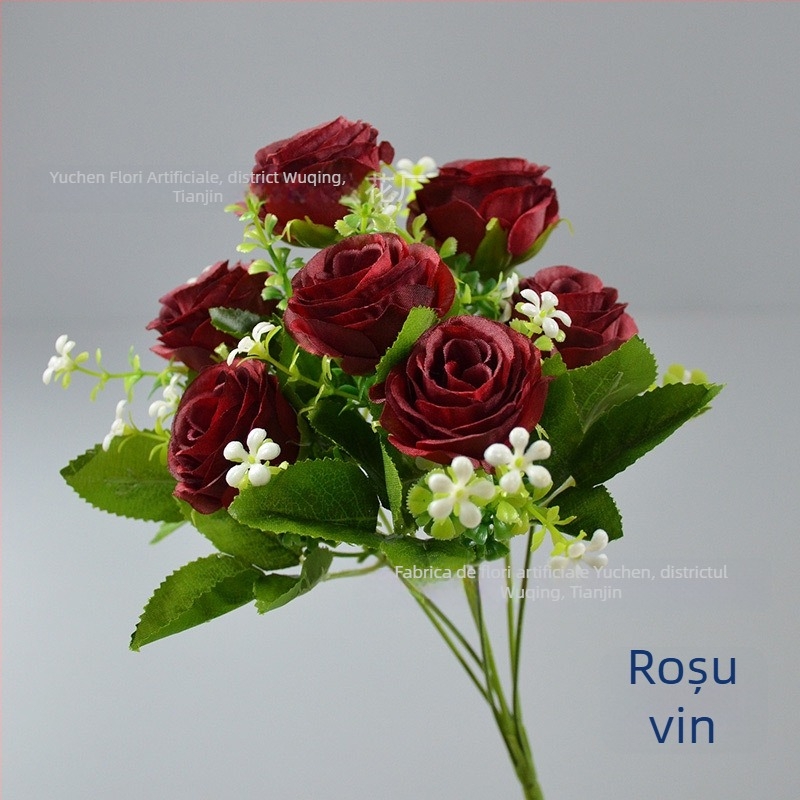 Buchet de trandafiri de mătase Yu Chen — trandafiri artificiali, tulpini stilizate prin turnare prin injecție