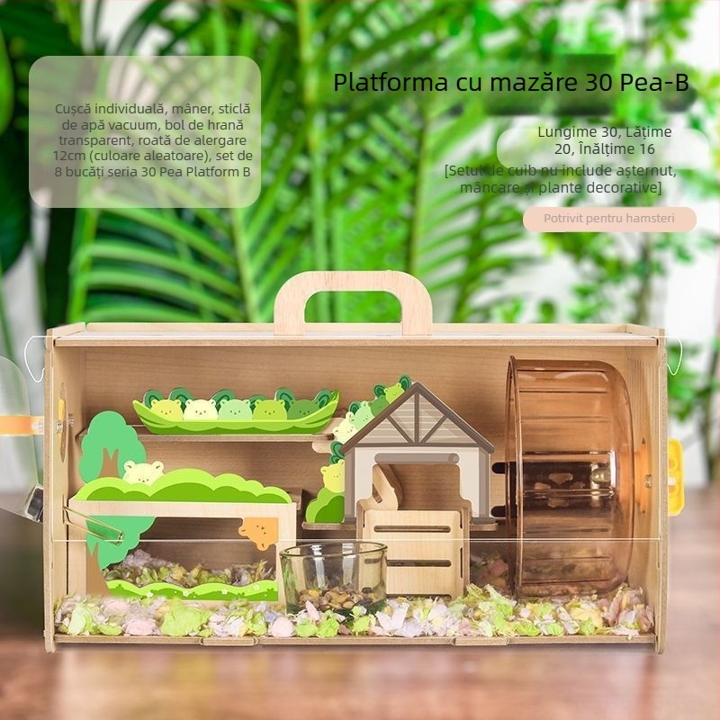 Cușcă pentru hamster din lemn, formă de brânză, pentru interior, stil minimalist, distracție