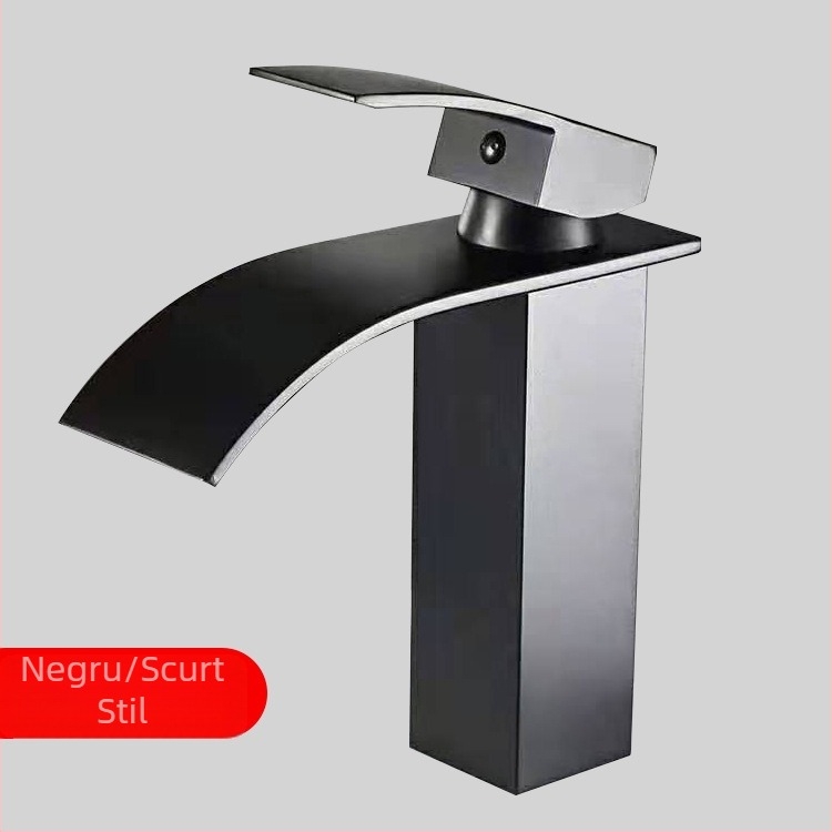 Robinet de chiuvetă cu două mâneri din oțel inoxidabil, supapă ceramică cu cartuș, acționare prin ridicare, finisaj cromat, apă caldă și rece