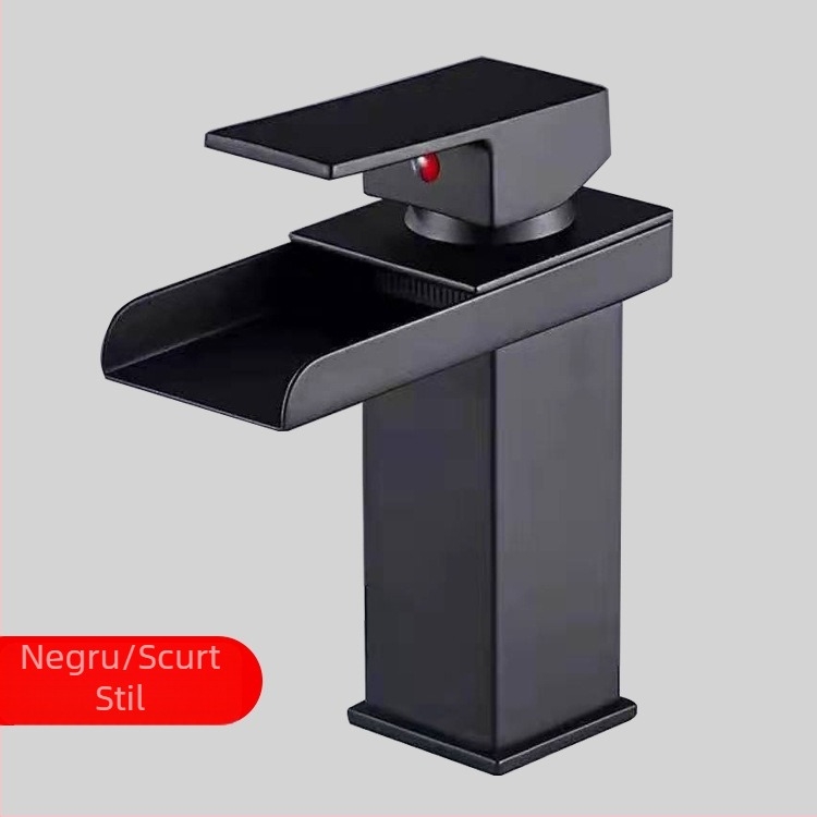 Robinet de chiuvetă cu două mâneri din oțel inoxidabil, supapă ceramică cu cartuș, acționare prin ridicare, finisaj cromat, apă caldă și rece