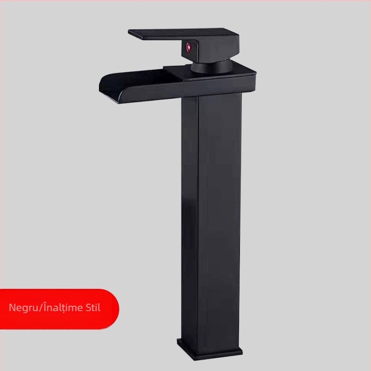 Robinet de chiuvetă cu două mâneri din oțel inoxidabil, supapă ceramică cu cartuș, acționare prin ridicare, finisaj cromat, apă caldă și rece