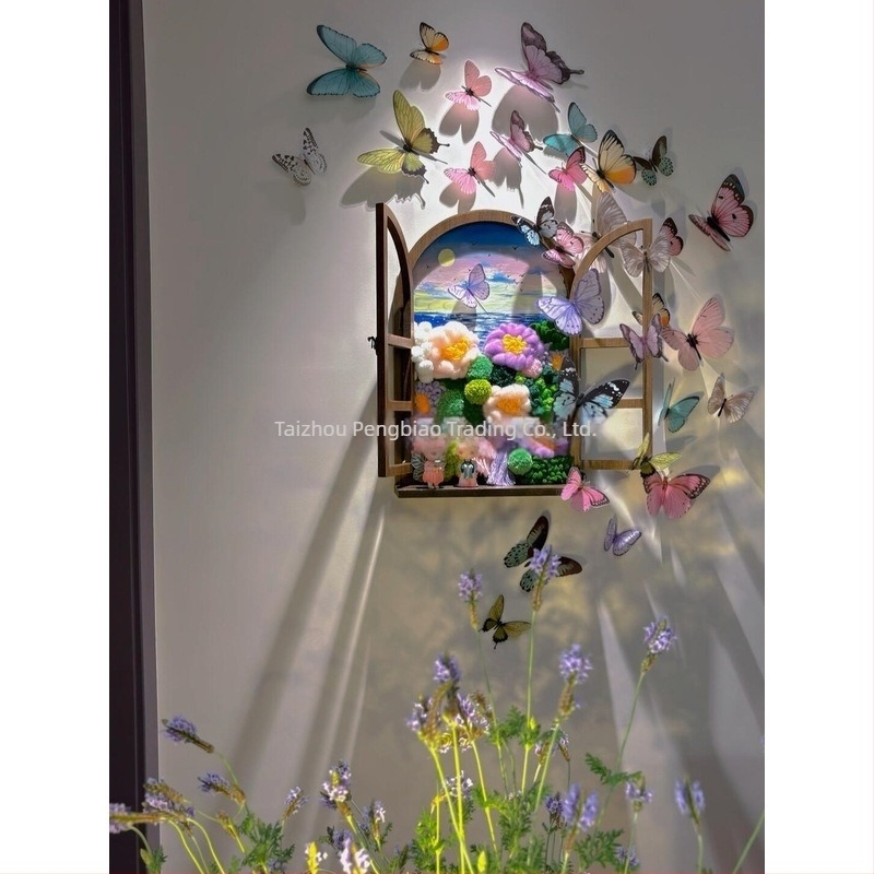 Adeziv decorativ 3D cu fluture – PVC, piesă unică, design tridimensional, potrivit pentru living, intrare și spații comerciale