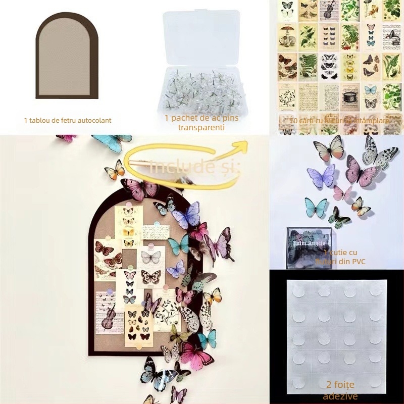 Adeziv decorativ 3D cu fluture – PVC, piesă unică, design tridimensional, potrivit pentru living, intrare și spații comerciale