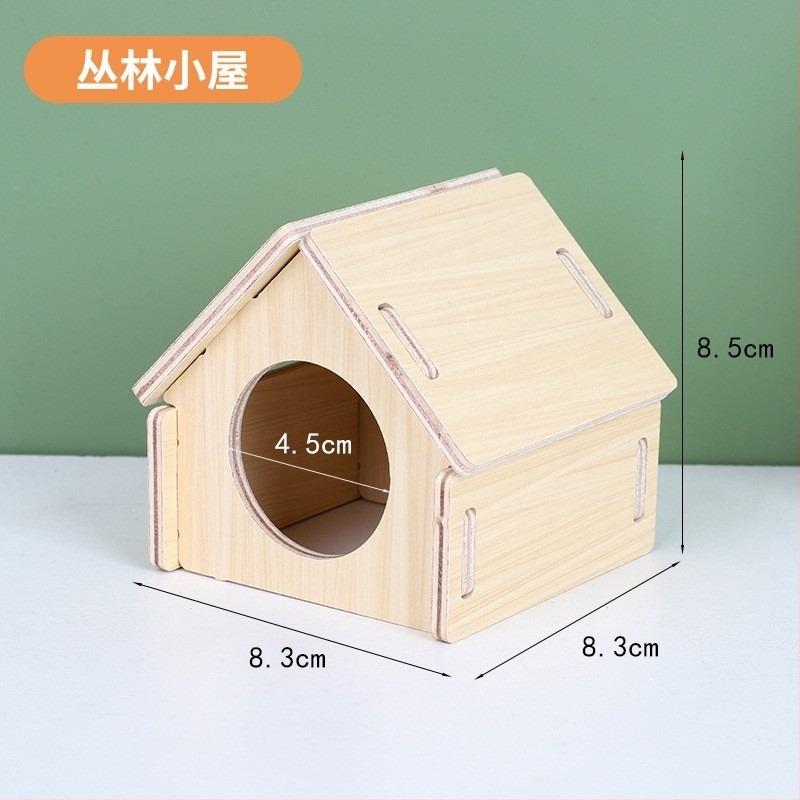 Cuib pentru hamster – adăpost rotund din lemn pentru interior, impermeabil, stil desen animat (Material: Silk flower; Formă: Rotund; Funcție: Impermeabil; Stil: Cartoon; Obiect: Hamster)