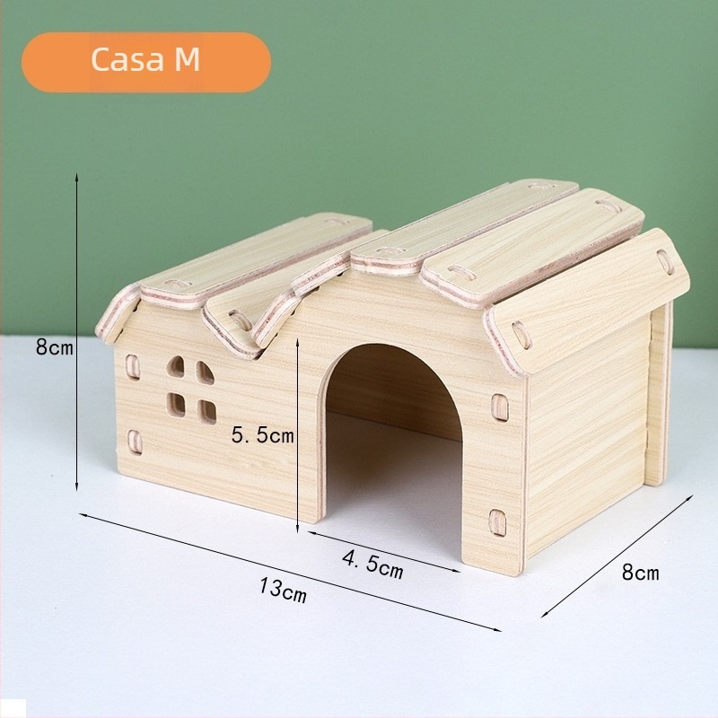 Cuib pentru hamster – adăpost rotund din lemn pentru interior, impermeabil, stil desen animat (Material: Silk flower; Formă: Rotund; Funcție: Impermeabil; Stil: Cartoon; Obiect: Hamster)