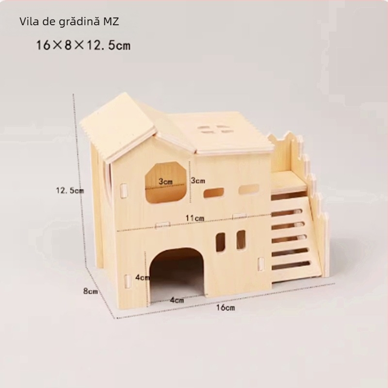 Cuib pentru hamster – adăpost rotund din lemn pentru interior, impermeabil, stil desen animat (Material: Silk flower; Formă: Rotund; Funcție: Impermeabil; Stil: Cartoon; Obiect: Hamster)