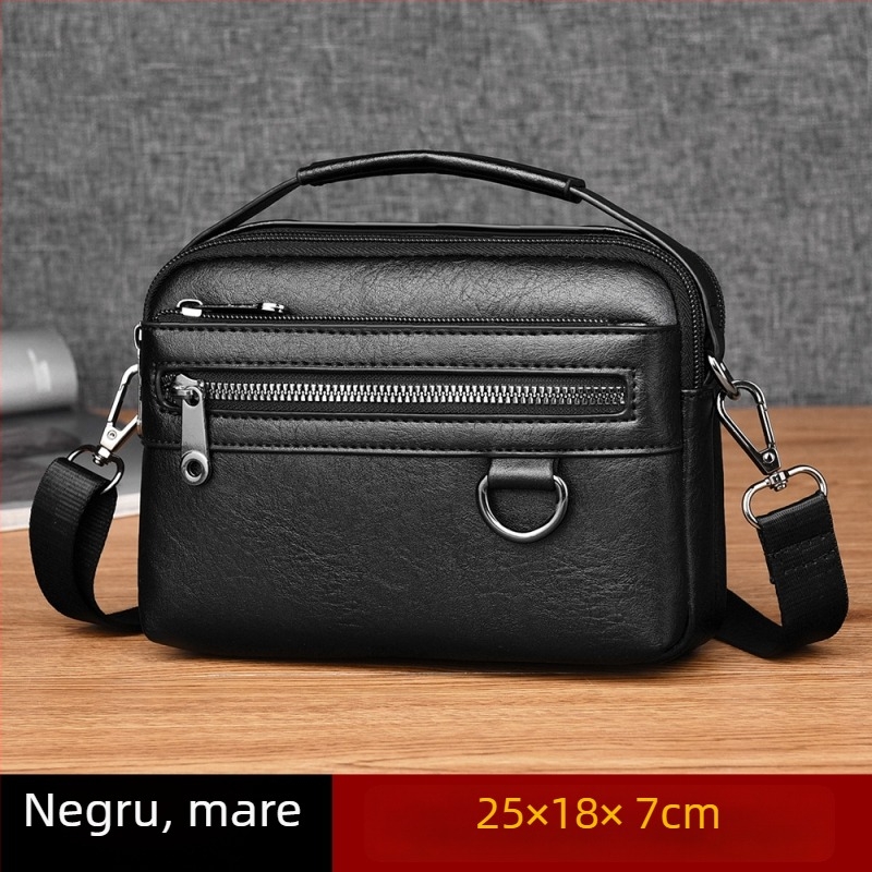 Geantă de umăr pentru bărbați, stil urban simplu, material PU, căptușeală poliester, model geometric, marcă Kati kangaroo