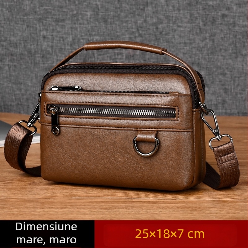 Geantă de umăr pentru bărbați, stil urban simplu, material PU, căptușeală poliester, model geometric, marcă Kati kangaroo