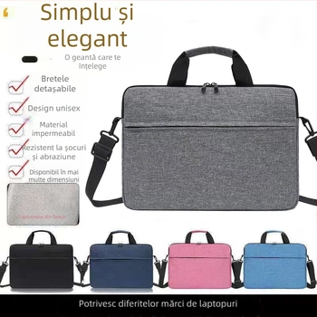 husă internă pentru laptop cu fermoar, din material Oxford, impermeabilă și rezistentă la uzură, cu buzunar pentru calculator