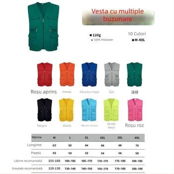 Vestă de lucru personalizată pentru voluntari, cu logo tipărit, cu glugă și fermoar, model monocrom, material principal: 100% poliester, croială dreaptă, pentru toate anotimpurile