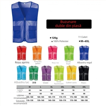 Vestă de lucru personalizată pentru voluntari, cu logo tipărit, cu glugă și fermoar, model monocrom, material principal: 100% poliester, croială dreaptă, pentru toate anotimpurile