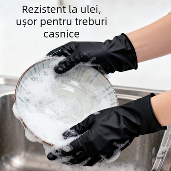 Jiankang Mănuși nitril de unică folosință, îngroșate, de calitate alimentară, impermeabile la apă și la grăsimi, pentru spălat vase, uz casnic și industrial