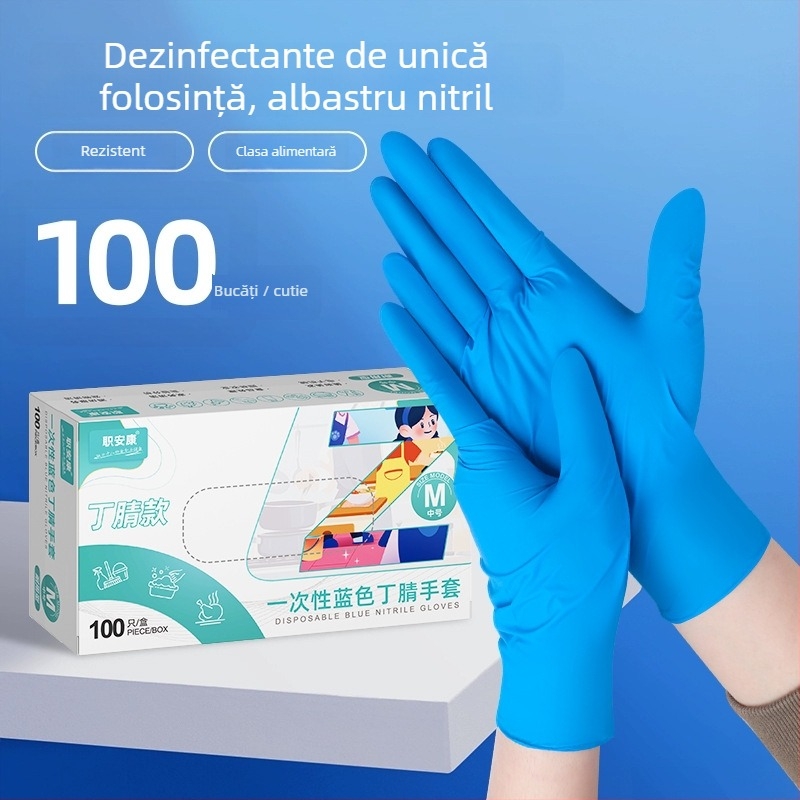 Jiankang Mănuși nitril de unică folosință, îngroșate, de calitate alimentară, impermeabile la apă și la grăsimi, pentru spălat vase, uz casnic și industrial