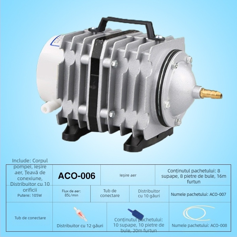 Pompă de aer electromagnetica pentru lacuri și creșterea peștilor — Brand SUNSUN/Sensen; Greutate: 5; Zgomot: 50 dB; Alimentare: AC